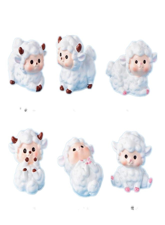 HYSTYLE 6 Pcs Mini Sheep Figure Animal Figurines Home Decor Mini Sheep Figure Cake Topper Easter Egg Fillers Garden Cake Decoration - Image 1